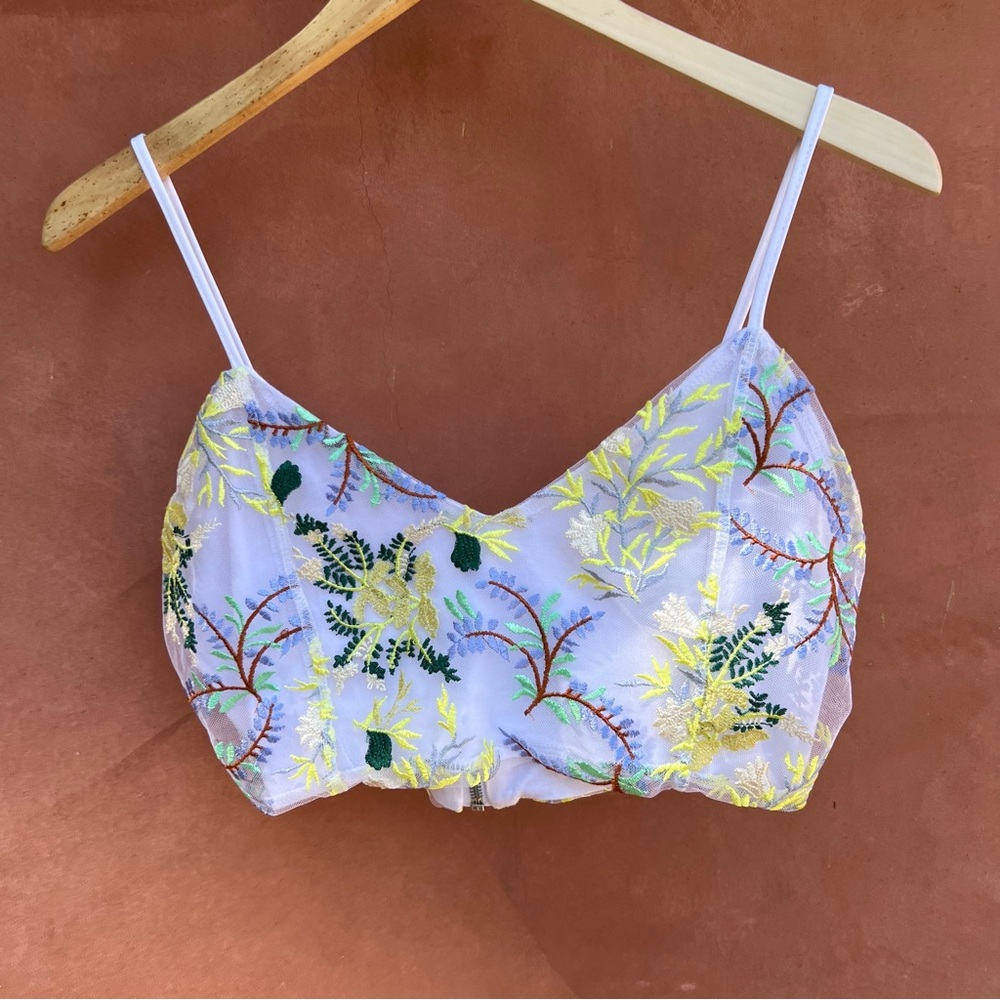 Yellow and Gray Sleeveless Crop Camisole